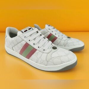 Gucci Screener Ace Women's GG Sylvie Web Enamel Logo Supreme Sneakers Size EU 41